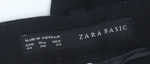 Zara Basic Women Black Slim Fit Cropped Trousers Size 12