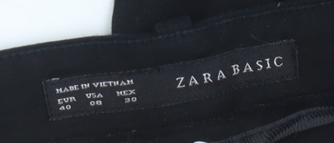 Zara Basic Women Black Slim Fit Cropped Trousers Size 12