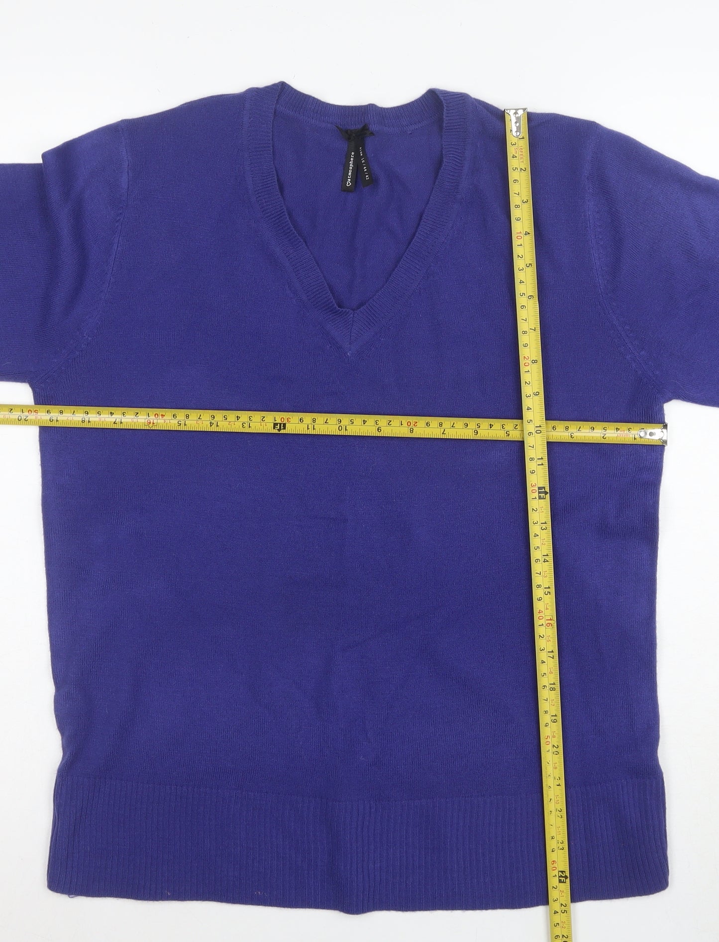 Atmosphere Womens Purple V-Neck Long Sleeve Jumper Size 16