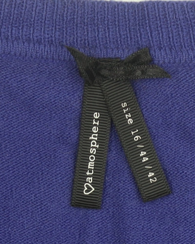 Atmosphere Womens Purple V-Neck Long Sleeve Jumper Size 16