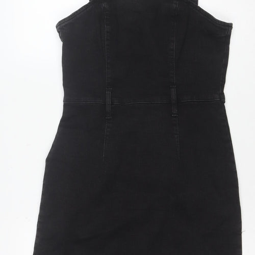 Denim & Co Women Black Size 12 Pinafore Denim Dress