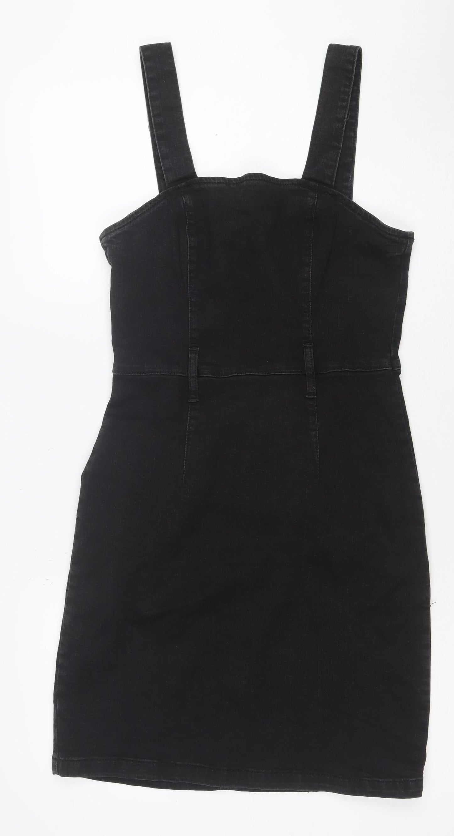 Denim & Co Women Black Size 12 Pinafore Denim Dress