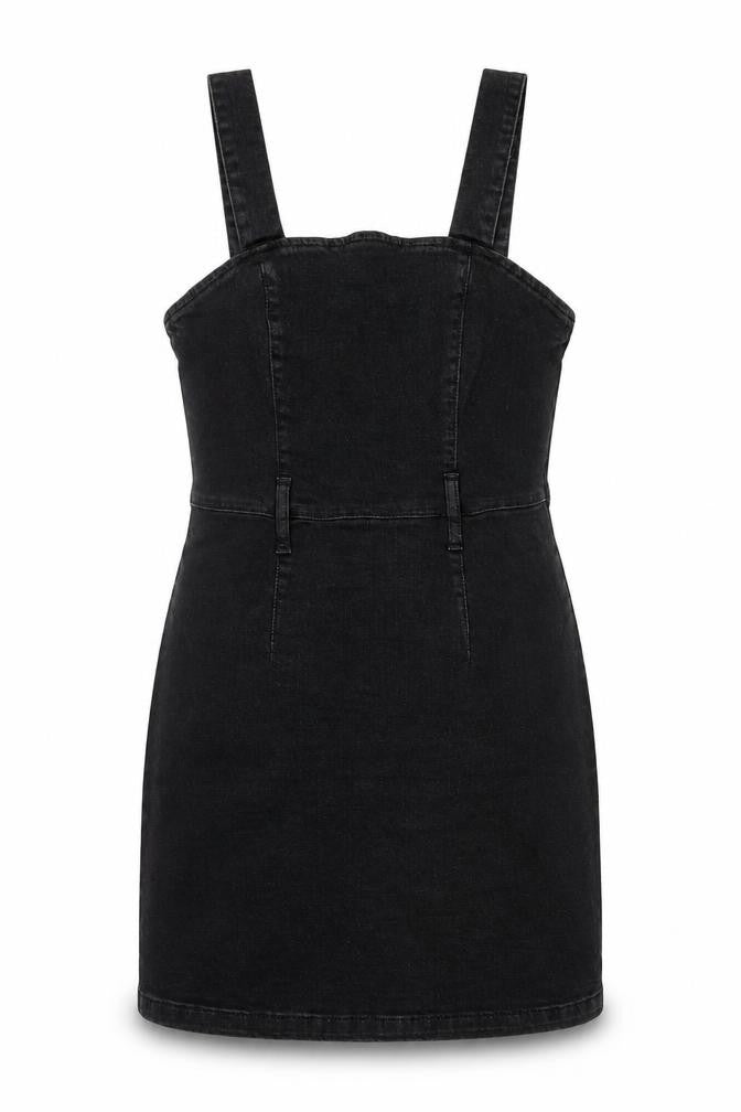 Denim & Co Women Black Size 12 Pinafore Denim Dress