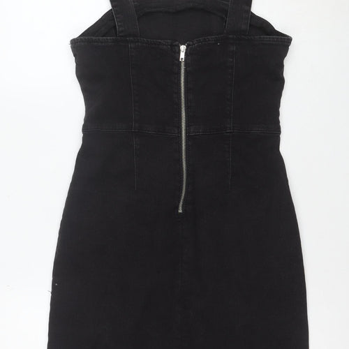 Denim & Co Women Black Size 12 Pinafore Denim Dress
