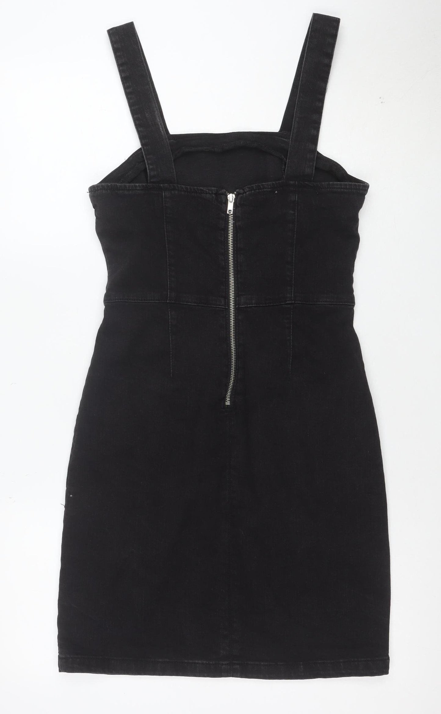 Denim & Co Women Black Size 12 Pinafore Denim Dress