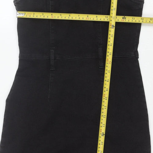 Denim & Co Women Black Size 12 Pinafore Denim Dress