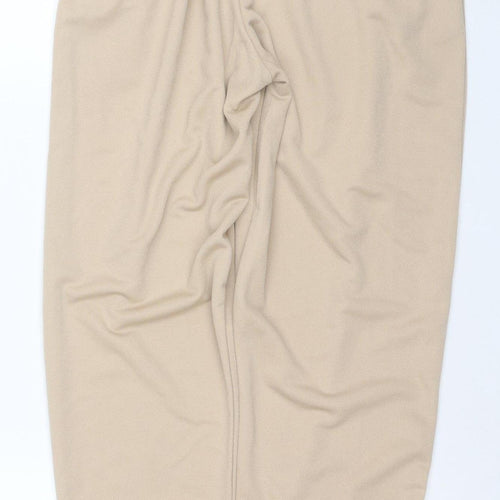 SAW IT FIRST Women’s Beige Paperbag Trousers Size 10 Belted High Waist