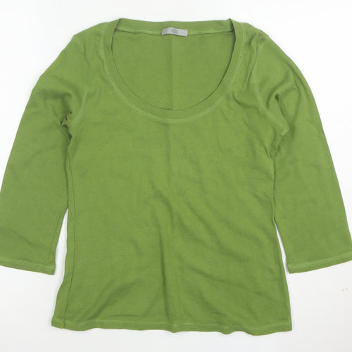 Marks and Spencer Womens Green Cotton Scoop Neck Jumper Size 12