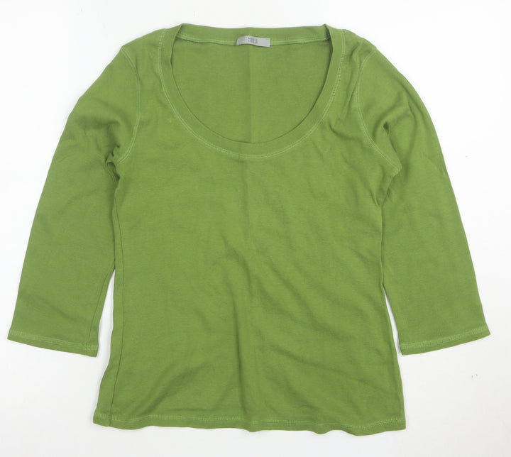 Marks and Spencer Womens Green Cotton Scoop Neck Jumper Size 12