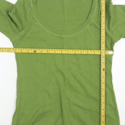 Marks and Spencer Womens Green Cotton Scoop Neck Jumper Size 12