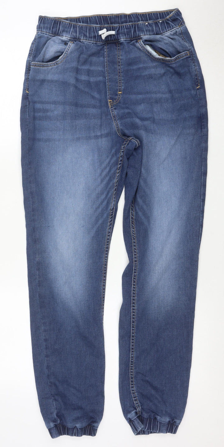 H&M Boys Blue Denim Jogger Jeans Elastic Waist Size 16 Years