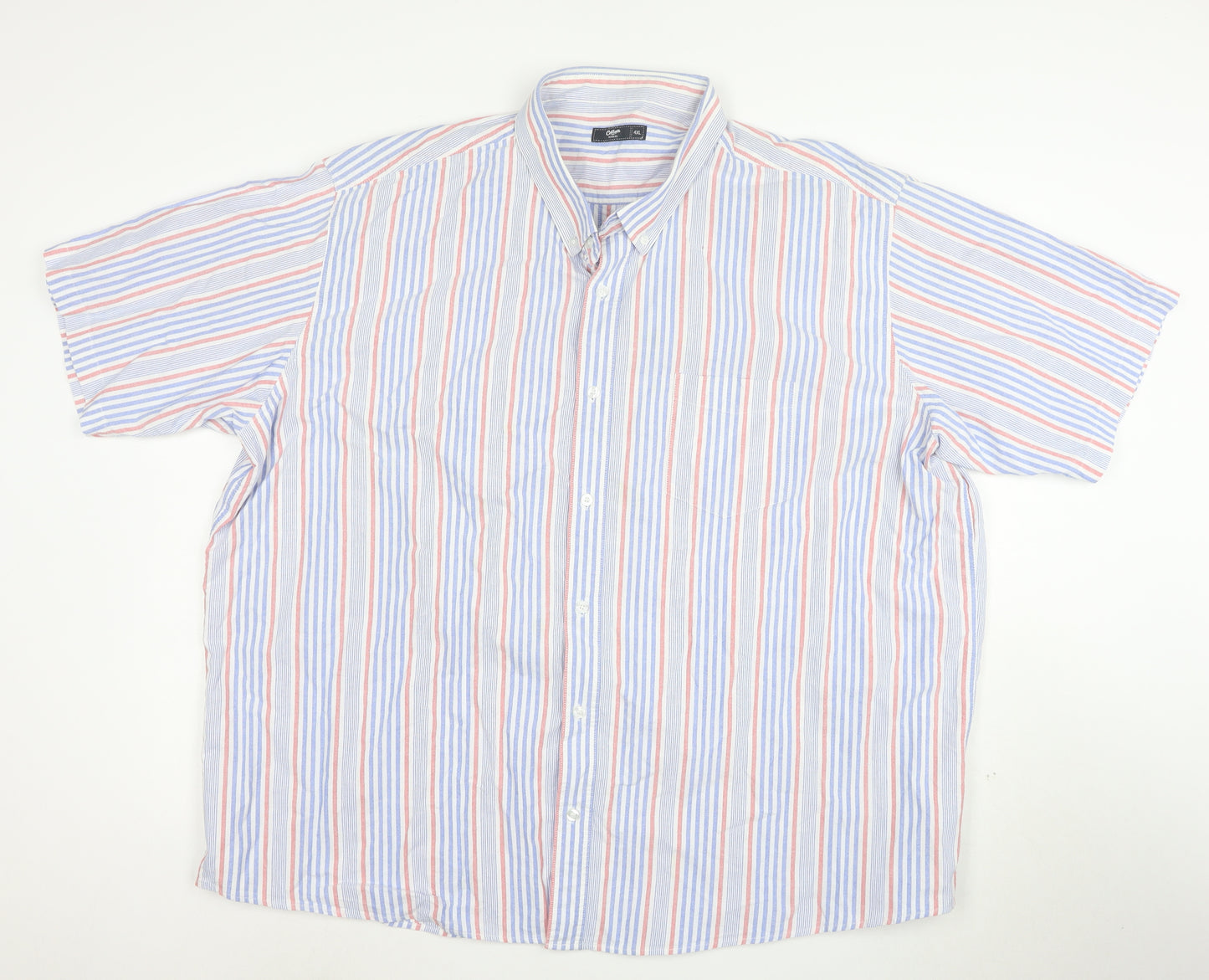 Cotton Traders Men's Multicoloured 4XL Short Sleeve Striped Button-Up Shirt