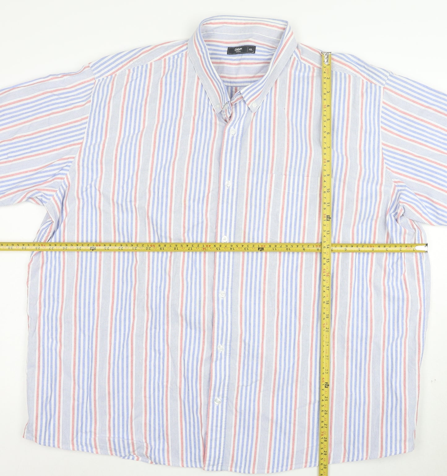 Cotton Traders Men's Multicoloured 4XL Short Sleeve Striped Button-Up Shirt