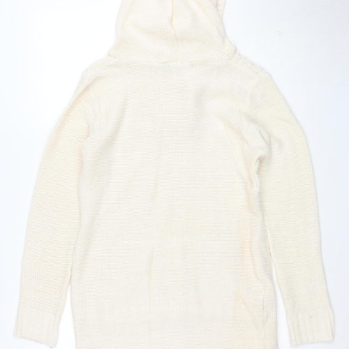 New Look Womens Ivory Hooded Knit Pullover Jumper Size 12