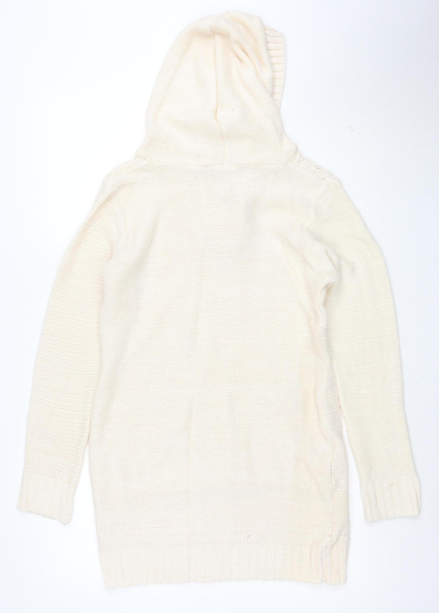 New Look Womens Ivory Hooded Knit Pullover Jumper Size 12