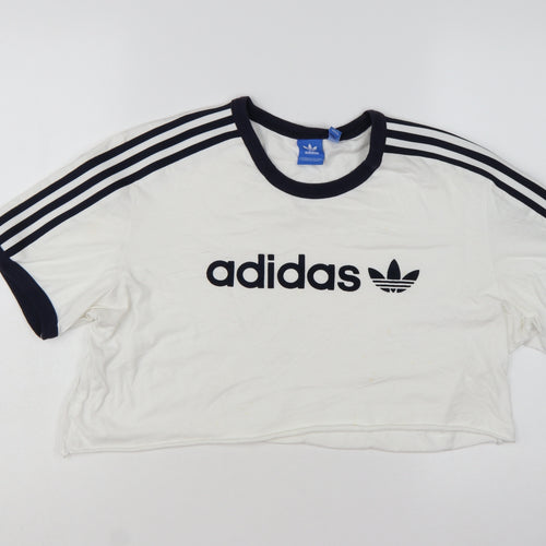 Adidas Women’s White Cropped T-Shirt XL Short Sleeve Casual Sports Style
