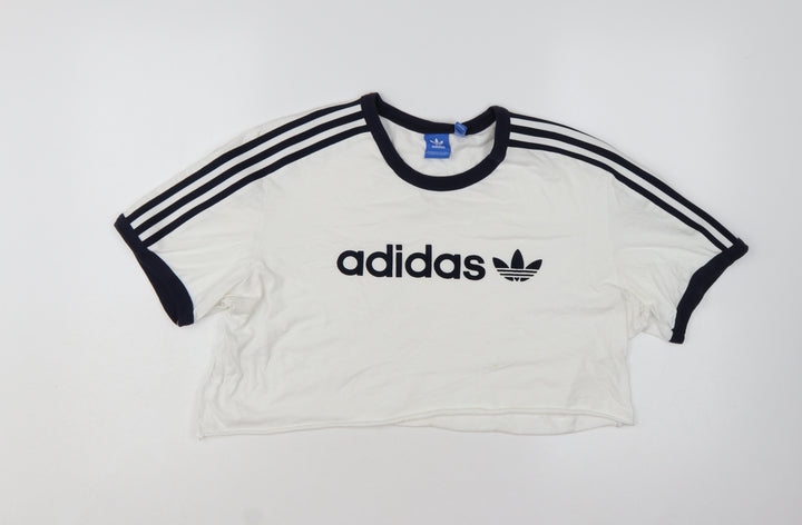 Adidas Women’s White Cropped T-Shirt XL Short Sleeve Casual Sports Style