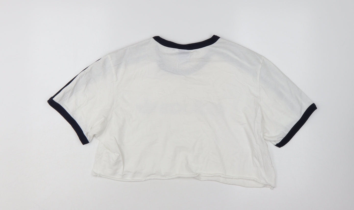 Adidas Women’s White Cropped T-Shirt XL Short Sleeve Casual Sports Style
