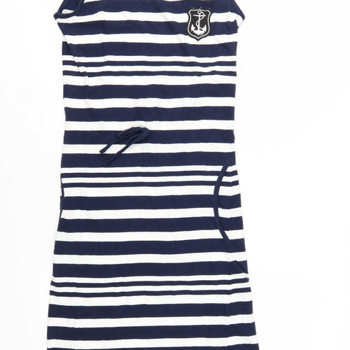 Gecco Women Blue Striped Tank Dress Nautical M Cotton