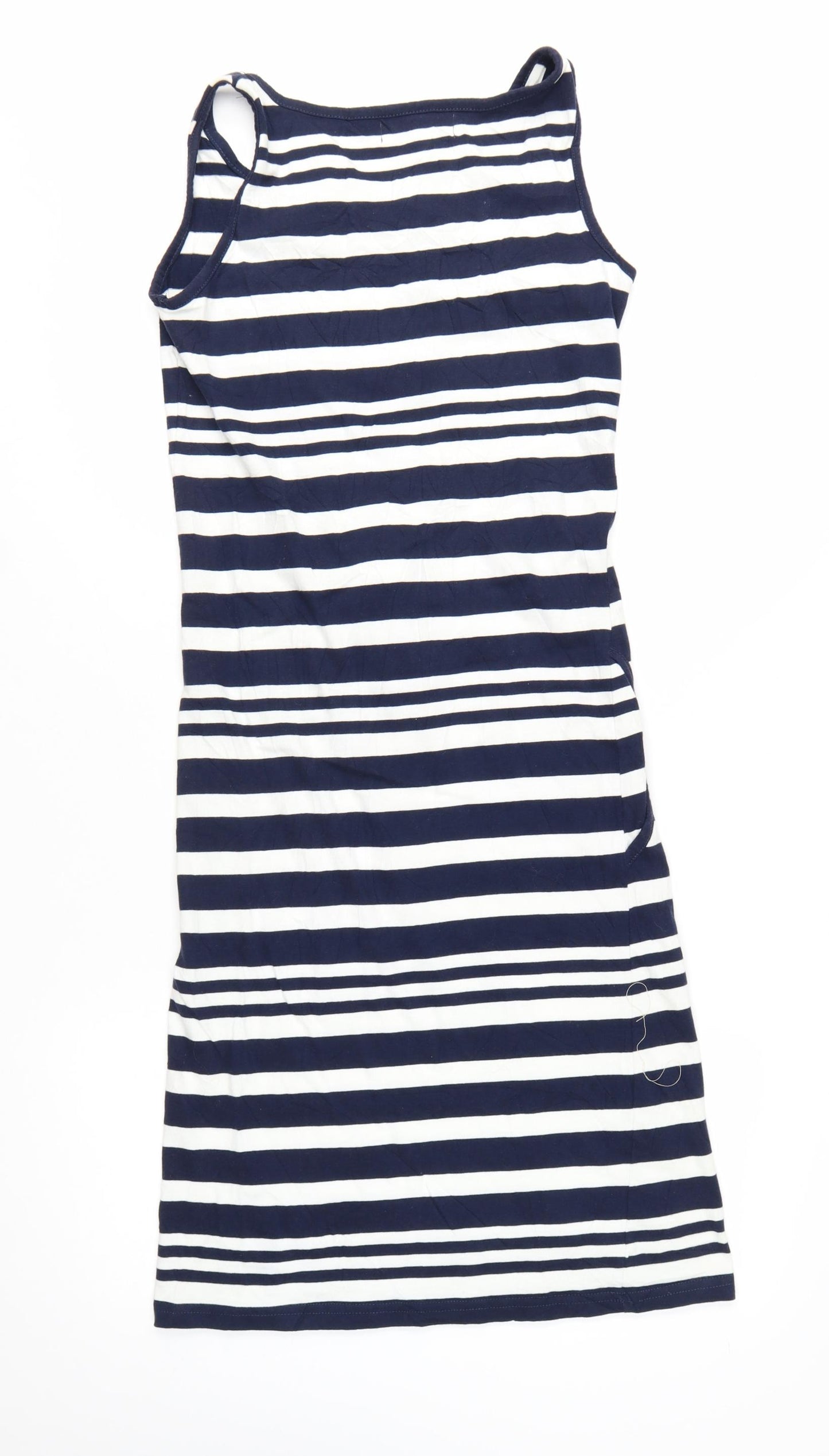 Gecco Women Blue Striped Tank Dress Nautical M Cotton