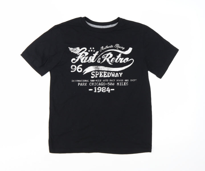 Arizona Jean Co Teens Black Retro Racing Graphic T-Shirt Size 10