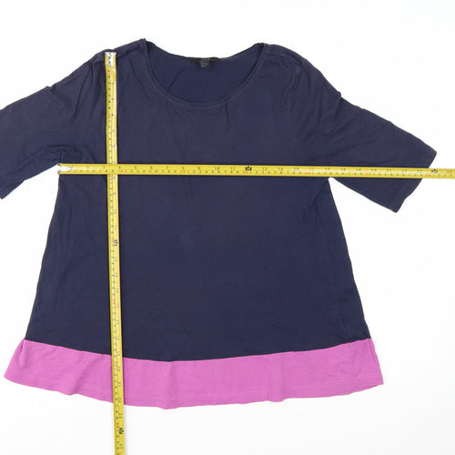 COS Women Navy Blue & Pink Colourblock Cotton T-Shirt Size S