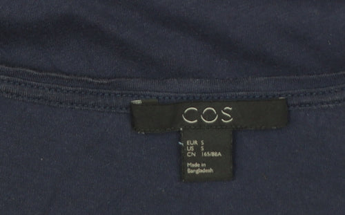 COS Women Navy Blue & Pink Colourblock Cotton T-Shirt Size S