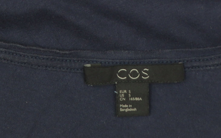 COS Women Navy Blue & Pink Colourblock Cotton T-Shirt Size S