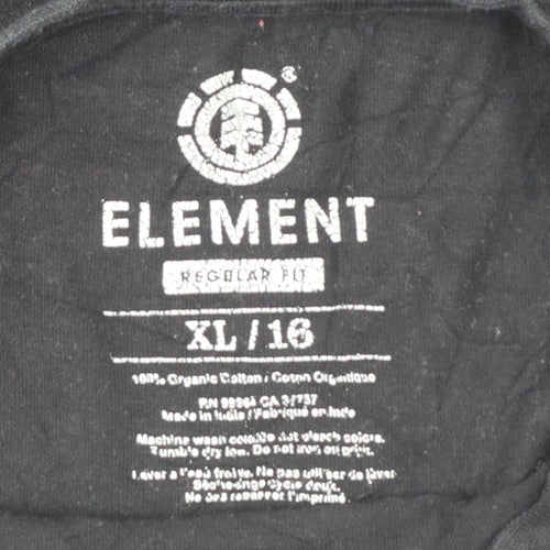Element Boys Black XL (16 Years) Regular Fit Logo Graphic T-Shirt