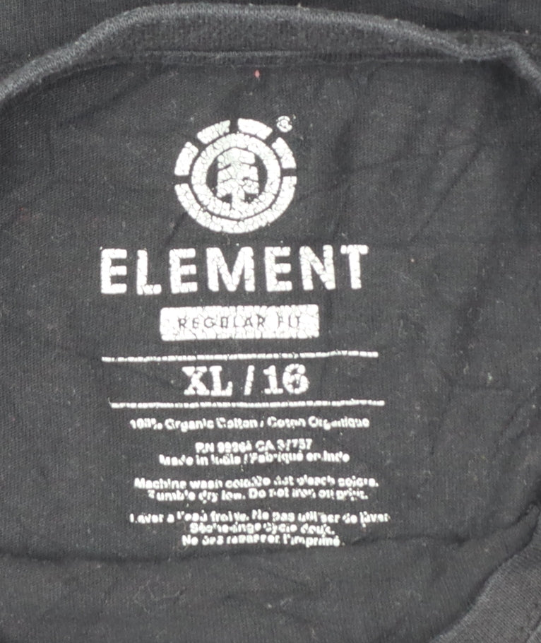 Element Boys Black XL (16 Years) Regular Fit Logo Graphic T-Shirt