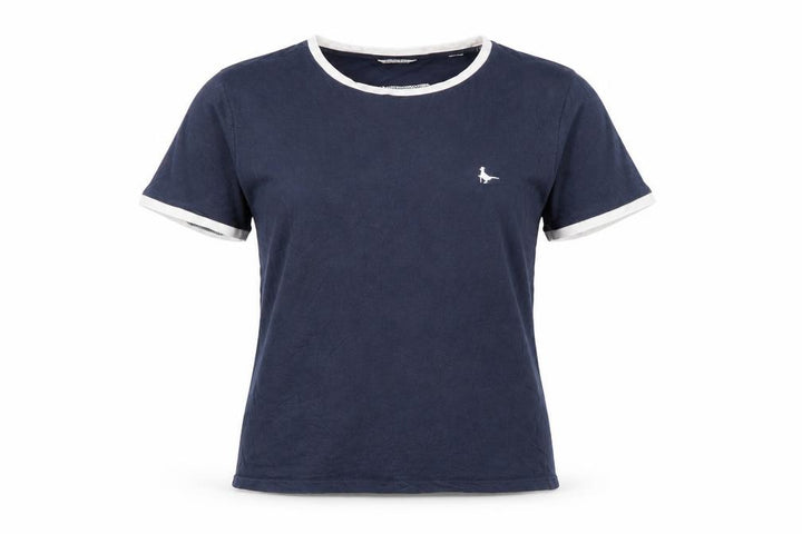 Jack Wills Women’s Blue Ringer T-Shirt UK 10 Cotton Crew Neck