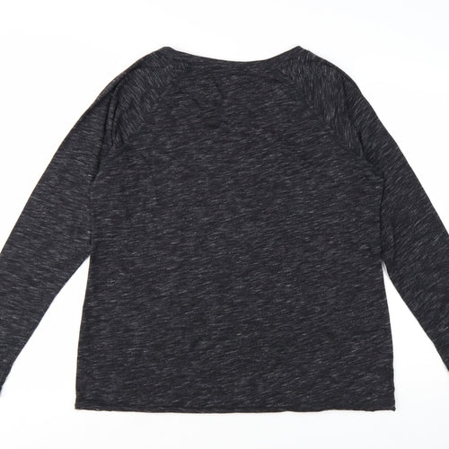 Animal Womens Black Graphic Long Sleeve Jersey T-Shirt Size 16