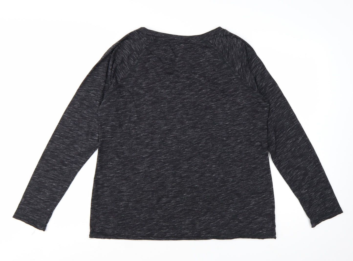 Animal Womens Black Graphic Long Sleeve Jersey T-Shirt Size 16