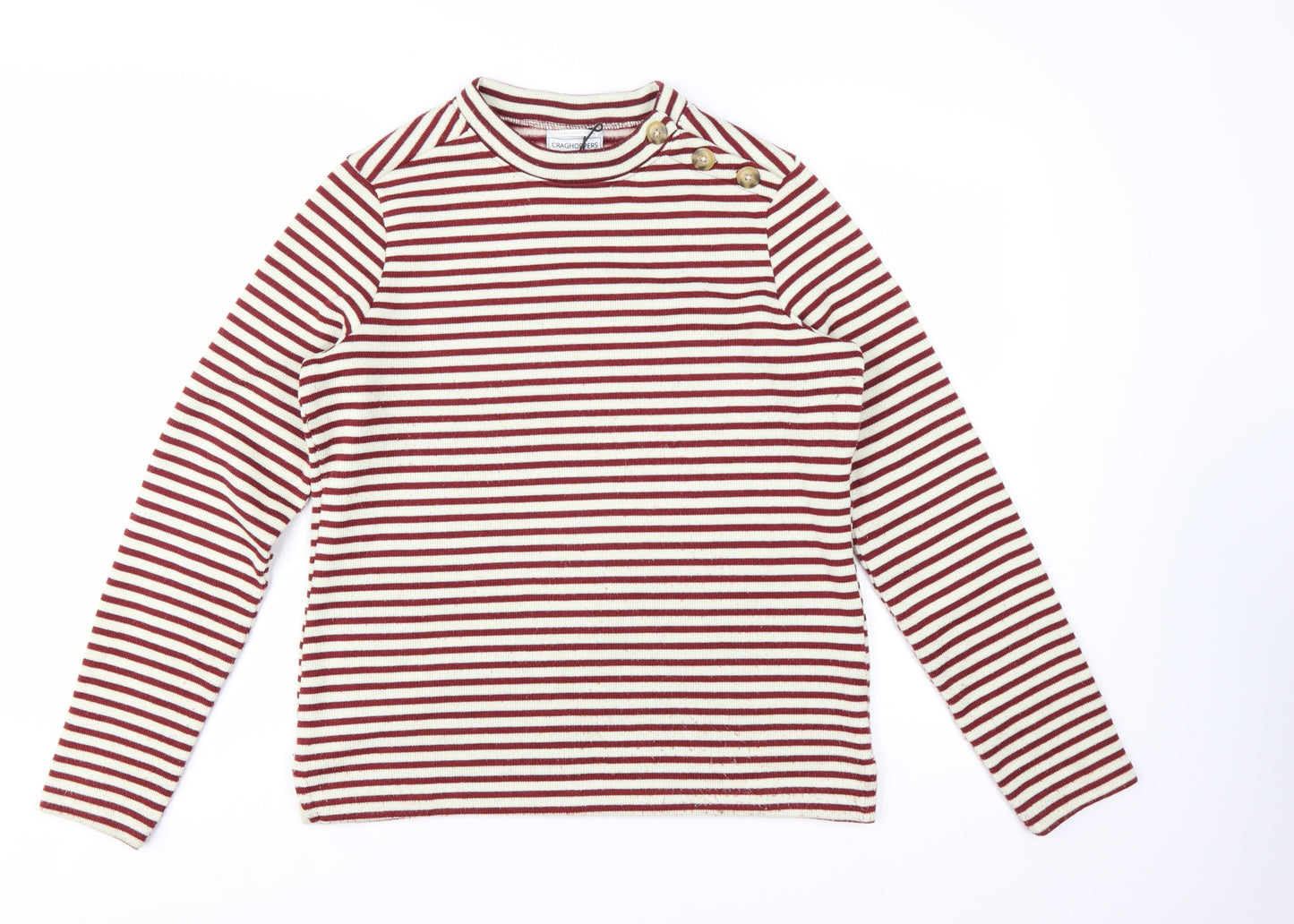 Craghoppers Womens Red Striped Crew Neck Long Sleeve Jumper Size 12