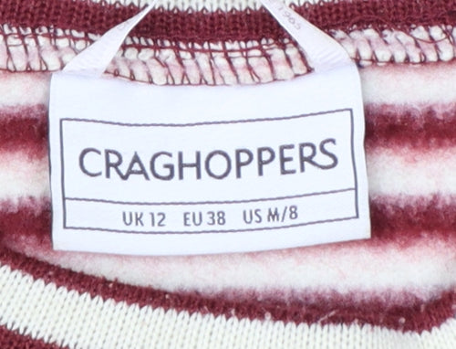 Craghoppers Womens Red Striped Crew Neck Long Sleeve Jumper Size 12