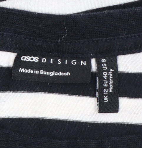 ASOS DESIGN Women's Black & White Striped T-Shirt Size 12 Maternity