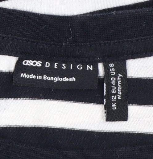ASOS DESIGN Women's Black & White Striped T-Shirt Size 12 Maternity