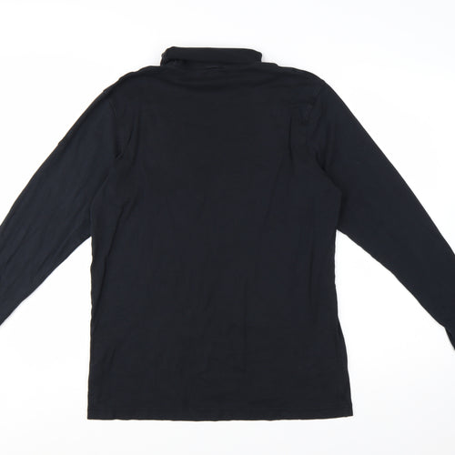 Cotton Traders Women's Black XL Roll Neck Long Sleeve Cotton Top