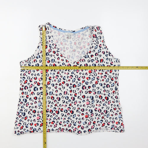 Joules Women's Multicoloured Leopard Print V-Neck Cotton Tank Top Size 18