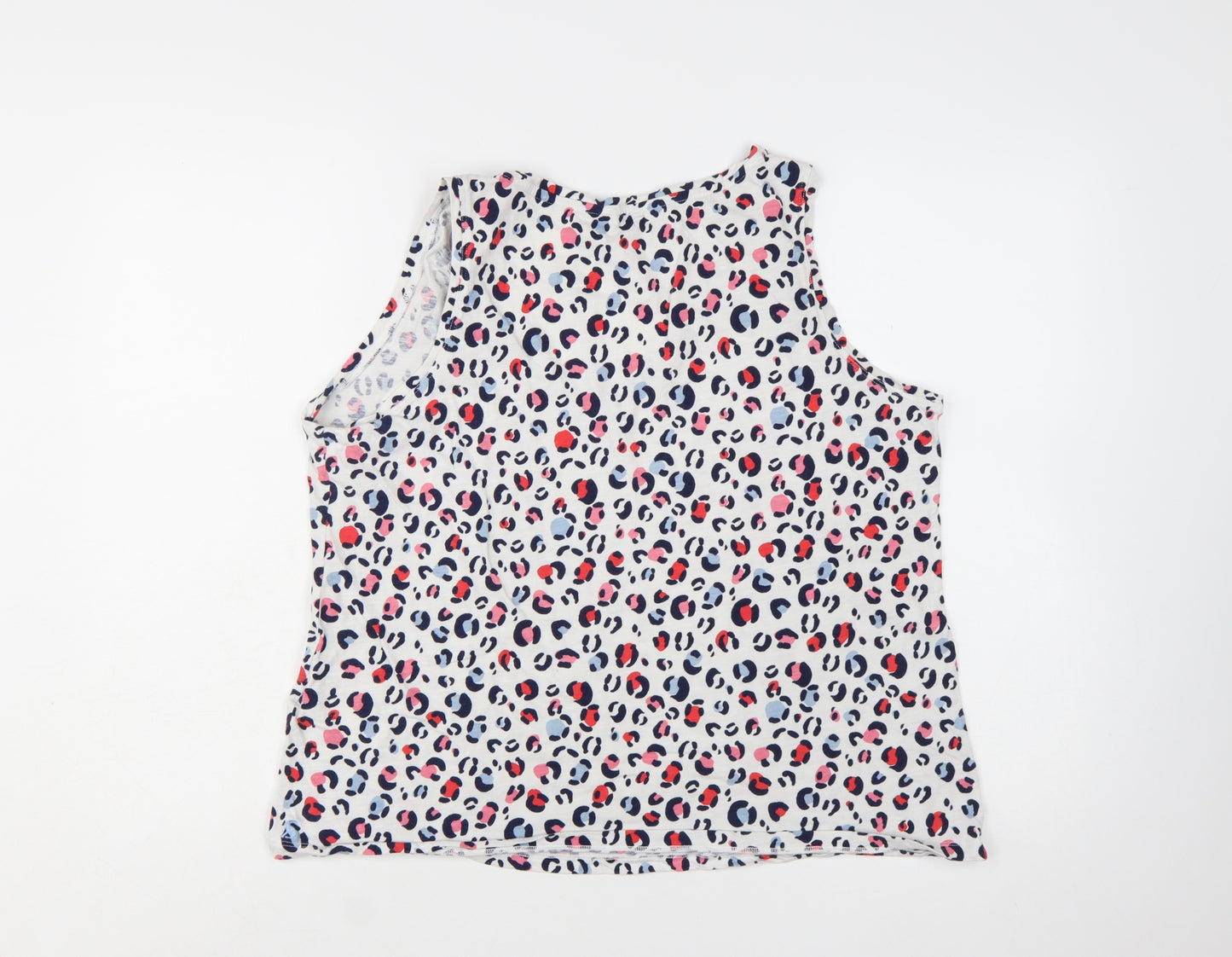 Joules Women's Multicoloured Leopard Print V-Neck Cotton Tank Top Size 18