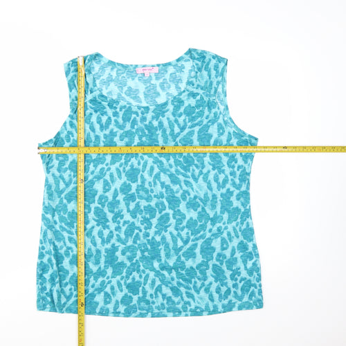 Marks and Spencer Per Una Blue Animal Print Cotton Blend Sleeveless Tank Top Size 20