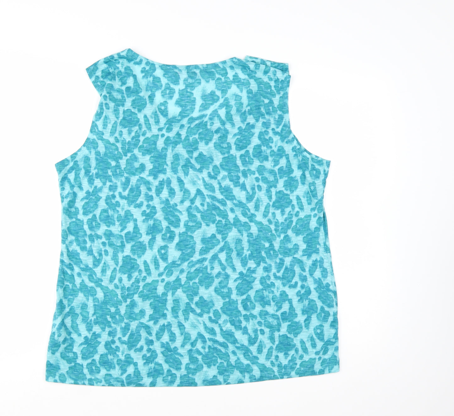 Marks and Spencer Per Una Blue Animal Print Cotton Blend Sleeveless Tank Top Size 20