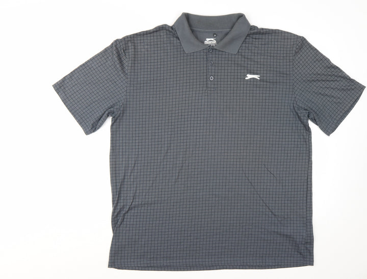 Slazenger Men’s Grey Check Polo Shirt 2XL Breathable Sports Top