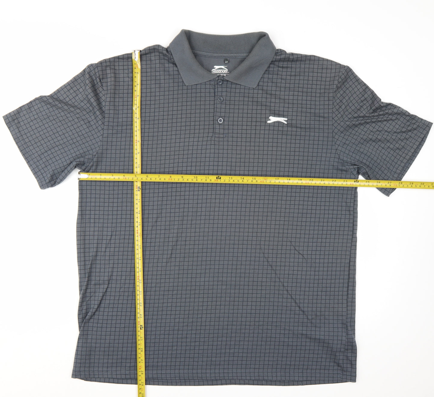 Slazenger Men’s Grey Check Polo Shirt 2XL Breathable Sports Top