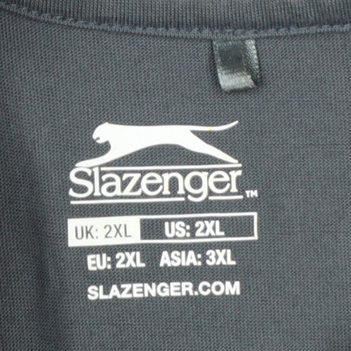 Slazenger Men’s Grey Check Polo Shirt 2XL Breathable Sports Top