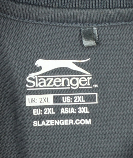 Slazenger Men’s Grey Check Polo Shirt 2XL Breathable Sports Top