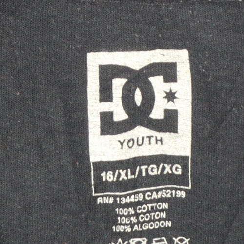 DC Shoes Boys Black XL 16 Graphic Skateboard Cotton T-Shirt