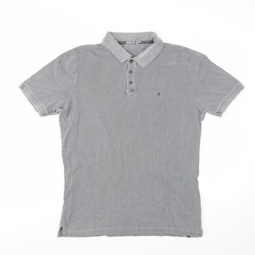 Calvin Klein Jeans Men's Grey Slim Fit Polo Shirt Size M