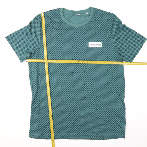 Jack & Jones Men's Green 2XL Graphic Print Crew Neck T-Shirt