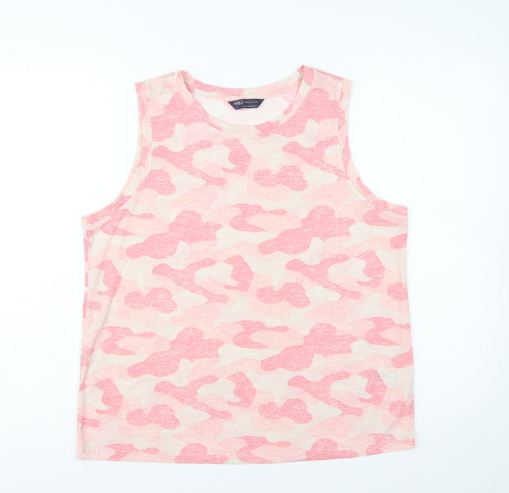 Marks and Spencer Women’s Orange Camouflage Sleeveless Tank Top Size 12